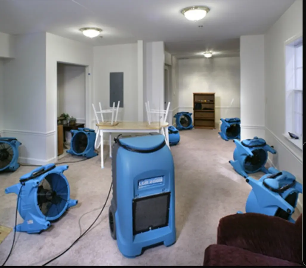 Air movers and dehumidifier setup for Water Damage Restoration in Port St. John